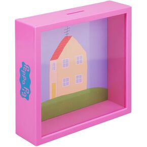 Peppa Pig House Frame Money Box مع ملصقات - هدية مرخصة رسميًا لإكسسوارات وديكور غرفة نوم الأطفال | بالادون
