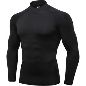 3 Pack Mens Mock Turtleneck Compression Shirts Long Sleeve Sun Protection Shirts Cooling Workout Gym Tops Undershirt