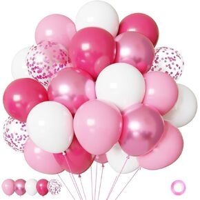Pink and White Balloons Kit, 50pcs 12 Inch Light Pink Latex Balloon Pink Confetti Balloons for Birthday Wedding Baby Shower Party Decorations