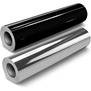 VVIVIDID DECO65 Chrome Gloss Silver & Gloss Black Craft Vinyl 2 Rolls (7ft × 11.8 ") حزمة - M0