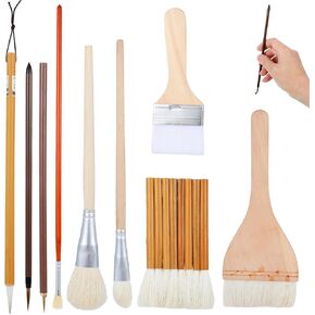 9 PCS Pottery Glaze Brushes فرش السيراميك مجموعة أشكال مختلفة من فرش التزجيج للفخار الفخار بألوان مائية.