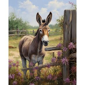 Zuvrdiai Digital Painting Farm Donkey ، Paint by Number Kit للمبتدئين ، مشروع فني Easy DIY مع جميع الأدوات المدرجة ، 40x50cm