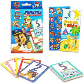 PAW PAW PATROL FLASH CARDS SET TODDLER KIDS - حزمة مع 36 بطاقة فلاش الرياضيات تتميز بأرقام للأولاد قبل الروضة ، وملصقات Girls Plus ، المزيد | ألعاب تعلم دورية باو