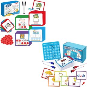 Torlam Elkonin Boxes التوعية الصوتية ألعاب الصوتيات ، ألعاب Word CVCC و CCVC ، بطاقات فلاش كلمات ، تهجئة لقراءة البطاقات التعليمية في رياض الأطفال يجب أن يكون التعلم