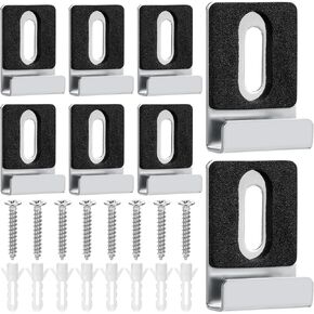 8Pcs Metal Mirror Clips, Wide Channel Mirror Holder Set Stainless Steel Large Heavy Mirror Hanger Clip Frameless Mirror Clips Wall Mounting Hanger with Screw Hardware Kit for Tile Picture Fram