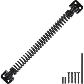 14" Gate Spring Self Closing Heavy Duty Outdoor Door Spring Automatic Metal Gate Closure Hardware with Adjustable Tool for Wooden and Vinyl Fence(Black, 2 Pack)