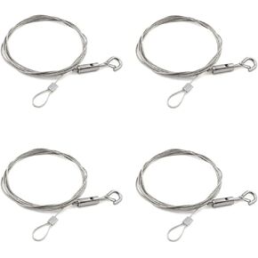 SDTC Tech 4-Pack Adjustable Picture Hanging Wire Ropes with Loop and Hook 1.5mm x 3ft Stainless Steel Supension Cable for Heavy Duty Frame, Chandelier Light, Home Decorations (Load 44lb/per)