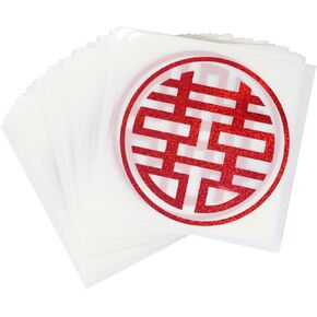 HONBAY 40PCS ملصقات السعادة المزدوجة ملصقات زفاف صينية ذاتية اللصق التقليدية الحادي عشر ملصقات ختم لمستلزمات الزفاف نافذة الباب تخطيط منزل جديد (90 مم)