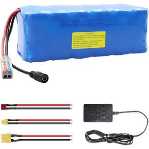 KBT 36V 5Ah Rechargeable LiFePO4 Battery Pack, with Charger, Charging Cable, Cable Connector, Build-in 10A BMS