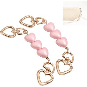 Heart Purse Strap Extender，Gold Chain Purse Strap Replacement，purse extender bag charms (2pcs-Pink Heart) in Kuwait