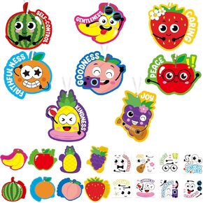 Bwkoss Fruit of the Spirit Crafts Kits للأطفال - 40 مجموعة من الفاكهة الدينية شنقًا ملصقًا ملصقًا حرفة مسيحية كريستي