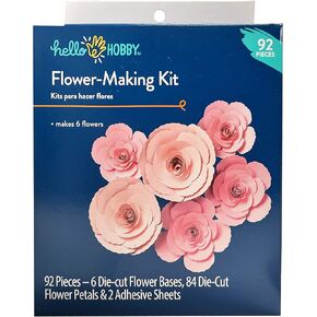 Hampton Art Pink Paper Flower Kit - طقم صنع زهرة الورق - 6 زهور - حديثة ، الحد الأدنى - في سن المراهقة