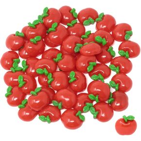 Honbay 50PCS Red Fruit Back to School Flatback Resin Charms Cartoon Sweet Fruit Slime Charms School Supplies Simulated Fruit Resin Embellishments Cute Fruit Food Resin Cabochons Decoration Accessories