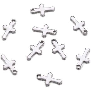 kissitty 100pcs 304 الفولاذ المقاوم للصدأ صغير الحجم الصلب مصقول الصليب الصليب الصليب الصليب المتسلسل تتدفق على القلادة قرط السوار المجوهرات صنع المجوهرات 12x7x1mm