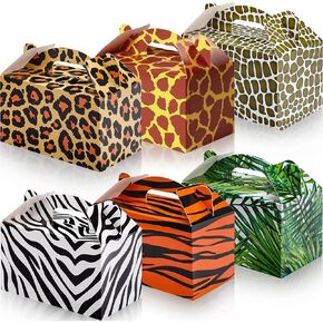 Spakon 24 PCS Jungle Safari Gift Facs Bulk Animal Party Forms Tafer Animal Print Gift Goodie Candy Bags Paper Zoo Wildlife Treats for Kids Safari Safari Safari Birthday Baby Shower Decoration Supplies