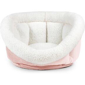 Sherry Kline Small Cuddler Cup Pet Bed: Cozy Retreat with Deep Cushioning, Secure & Snug Space for Nap or Lounge, Easy in 'n' Out Access, Polyester Fiber, Round Shape (Taupe)