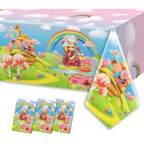 3 حزمة Candyland عيد ميلاد المائدة المائدة المائدة الآيس كريم قوس قزح طاولة السحابة يغطي حلوى الحلوى زخارف الطاولة