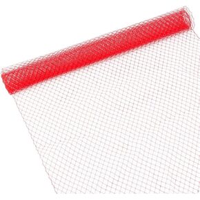 BENECREAT 2.18 Yards Birdcage Veil Netting Fabric, 17inch Wide Organza Tulle Fabric Net Mesh Russian Netting Hat Veil Millinery for Wedding, Sewing, Dress Decoration, Red