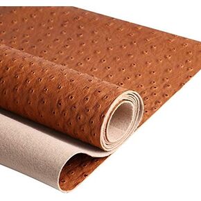 Tan Faux Leather Ostrich Fabric 54" Width 1.0mm Thickness Marine Vinyl Upholstery Leather for Handcrafts, DIY, Tooling, Sewing, Hobby Workshops, Crafting Wallets(Pre-Cut 72"x54")