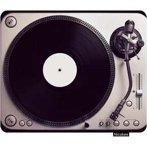 ألعاب Mouse Pad Old جيدة المظهر الدوار الذي يلعب مسارًا من الأسود فينيل توب عرض عتيقة معالجة اللوحة الماوس غير المنقولة لأجهزة الكمبيوتر ، الكمبيوتر المحمول ، Office 9.5 بوصة × 7.9 بوصة