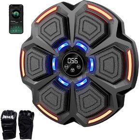 Music Boxing Machine with Gloves, Wall Mounted Smart Bluetooth Boxing Machine, Music Punching Equipment for Adults Kids Gifts, Fun Boxing Games for Home