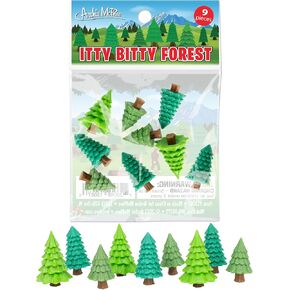 accoutrements itty bitty forest trees 9 قطعة مجموعة - أشجار مصغرة لإنشاء مناظر طبيعية ساحرة - فينيل ناعم ، ذاتي ، 3 أنماط ، 3 ألوان من Archie McPhee