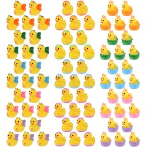 75pcs ميني عيد الفصح راتنج البط ، بيض عيد الفصح أرنب البطة راتنج الفراشة الفراشة بطة الأذنين سلة البط بطة صغيرة راتنج راتنج صغير راتنج راتنجات صغيرة راتنجات صغيرة البط البط الصغير