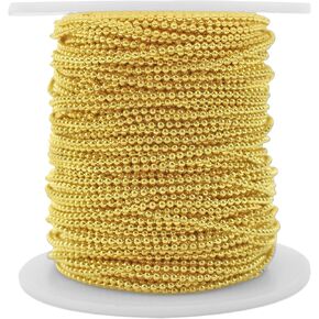 CleverDelights 1.5mm (1/16 ") سلسلة الكرة - اللون الذهبي - 30 قدمًا - التخزين المؤقت للسلسلة السائبة