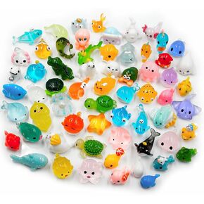 Mini Ocean Resin Animals Figures - 63pcs Miniature Ocean Sea Animals Figurines,Tiny Turtle Octopus Crocodiles Marine Aquarium Decoration for DIY Fish Tank Micro Fairy Garden Landscape