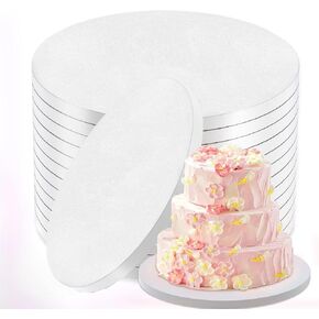12 Inch Cake Drums 12 Pack, 1/2 Inch Thick Round Cake Boards, Bend Resistant & Sturdy White Cake Base for Multi Layer Cakes, Base Para Pastel
