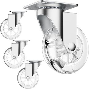 2 Inch Clear Furniture Casters Without Brakes, 360 Degree Swivel Transparent Casters, Lightweight and Durable, Maximum Load Capacity 265lbs in Kuwait