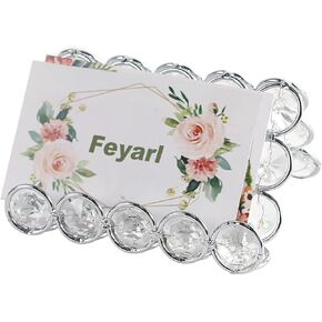 Feyarl Crystal Business Card Holder Stand Office اسم بطاقة العمل عرض بطاقة هدية سطح المكتب البراقة منظم الحاوية تخزين الحاوية لمكتب مكتب الاجتماع (3.74 × 3.14 × 1.9 بوصة)