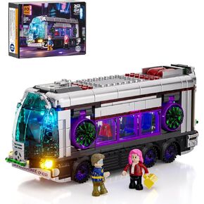 مجموعة من الطوب الإضاءة في المستقبل من Cyberwunkole-bus-bus-bricks-مجموعة مركبة Cyberpunk City Future Collection LED LED 2IN1 عرض طراز سيارة 605 أجهزة كمبيوتر للبالغين ومحبي الخيال العلمي