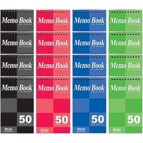 BAZIC Small Notebook Memo Size Pad, 3"x5" Spiral Top Bound, 50 Sheets Wirebound Pocket Personal Notebooks, Assorted Color, 1 Unit, Random Color