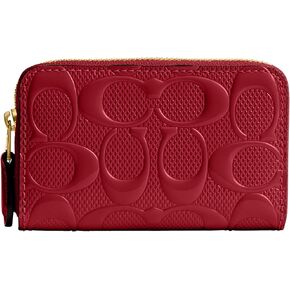 COACH Women's Small Zip Around Card CASE, LH/Dark Ruby