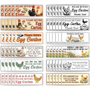 حزمة 72 PCS الجمالية يرجى إعادة ملصقات Crincling Egg Cartton لتنظيم المطبخ مجموعة المنظمات المنزلية المزرعة