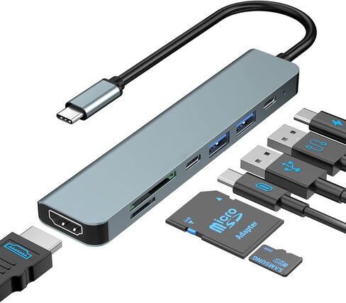محول USB C إلى HDMI، محول HDMI 3 في 1 إلى USBC رقمي AV متعدد المنافذ، محول USB من النوع C إلى HDMI 4K، USB 3.0، 100 وات PD لجهاز MacBook Pro Air iPad Chromebook XPS Acer HP Dell Surface Samsung in Kuwait