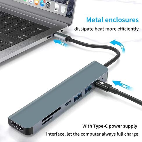 محول USB C إلى HDMI، محول HDMI 3 في 1 إلى USBC رقمي AV متعدد المنافذ، محول USB من النوع C إلى HDMI 4K، USB 3.0، 100 وات PD لجهاز MacBook Pro Air iPad Chromebook XPS Acer HP Dell Surface Samsung in Kuwait