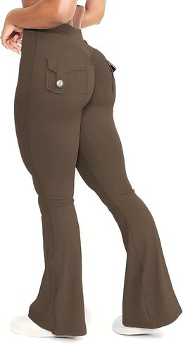 CHANGEZOE Womens Flap Pockets Leggings Scrunch Butt Cross Waist Workout Cargo Leggings in Kuwait
