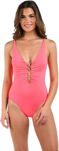 La Blanca Women's Island Goddess Plunge One Piece Swimsuit in Kuwait