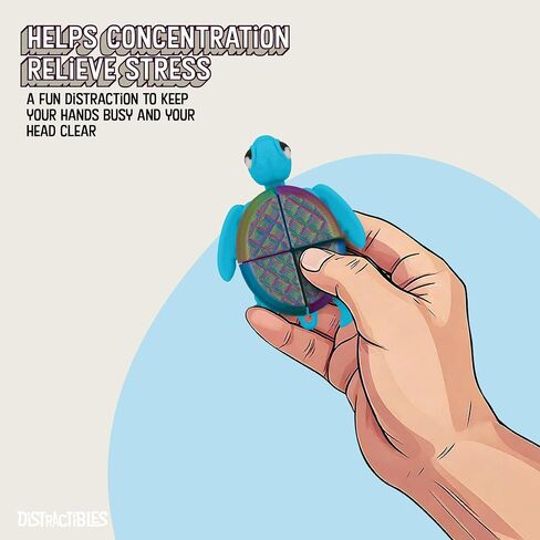 Distractible Turtle Fidget Toy, Articulating Design with Shell Clickers, Pocket-Sized & Durable, Sensory, Stress Relief, ADHD, Autism & Stim (Blue-NEON) in Saudi Arabia