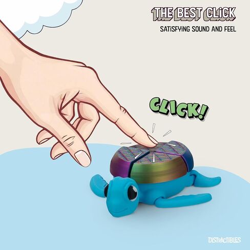 Distractible Turtle Fidget Toy, Articulating Design with Shell Clickers, Pocket-Sized & Durable, Sensory, Stress Relief, ADHD, Autism & Stim (Blue-NEON) in Saudi Arabia