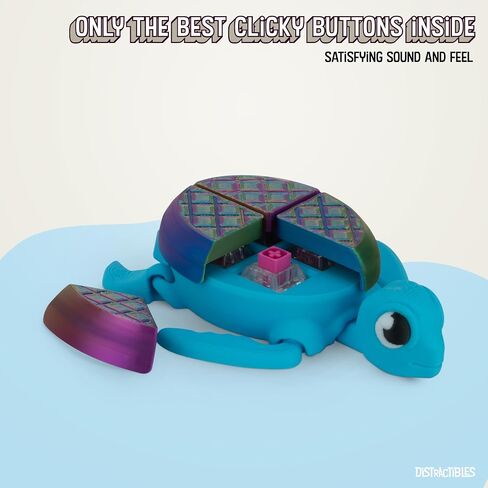 Distractible Turtle Fidget Toy, Articulating Design with Shell Clickers, Pocket-Sized & Durable, Sensory, Stress Relief, ADHD, Autism & Stim (Blue-NEON) in Saudi Arabia