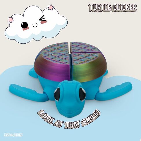 Distractible Turtle Fidget Toy, Articulating Design with Shell Clickers, Pocket-Sized & Durable, Sensory, Stress Relief, ADHD, Autism & Stim (Blue-NEON) in Saudi Arabia