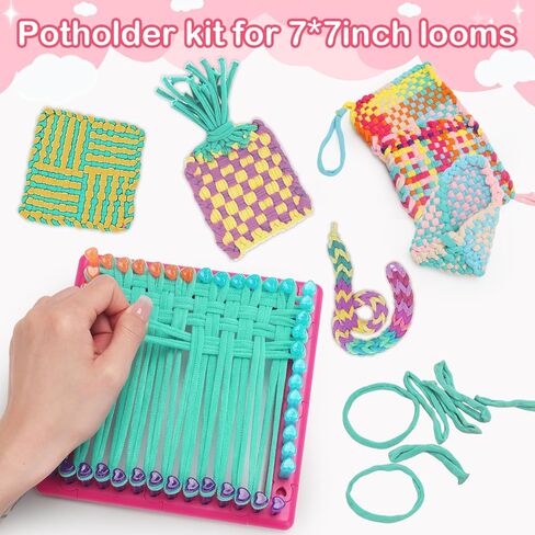 800 pieces Colorful Loom Loops Potholder Muti-colored Weaving Loom Loops Potholder Loop Elastic Weaving Craft Loop for DIY Flexible Loom Kit Colorful Weaving Craft for Kids Adults DIY Crafts Supplies in Kuwait