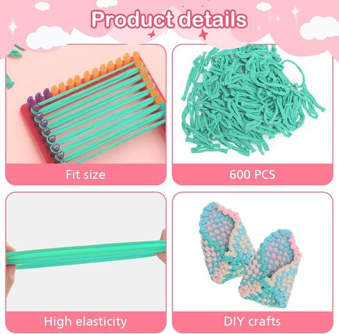 800 pieces Colorful Loom Loops Potholder Muti-colored Weaving Loom Loops Potholder Loop Elastic Weaving Craft Loop for DIY Flexible Loom Kit Colorful Weaving Craft for Kids Adults DIY Crafts Supplies in Kuwait