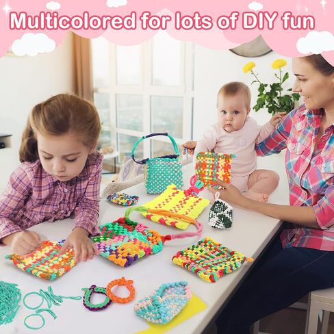 800 pieces Colorful Loom Loops Potholder Muti-colored Weaving Loom Loops Potholder Loop Elastic Weaving Craft Loop for DIY Flexible Loom Kit Colorful Weaving Craft for Kids Adults DIY Crafts Supplies in Kuwait