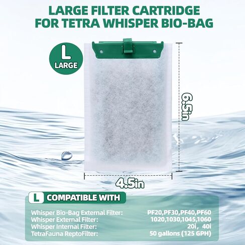 6 Pack Aquarium Filter Cartridges - Compatible with Whisper Power Filters, Medium Bio-Bag Replacement for 10i, PF10, IQ10 - High-Efficiency Filtration, Easy to Install, Keeps Water Crystal Clear in Kuwait