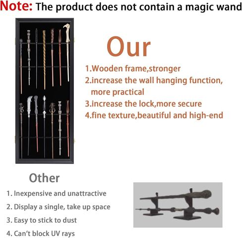 7 Wands Display case Universal Wizard Magic Wand Stand Wall Mount Lockable Wood magiquest Wand Vertical Hanging Holder Box Rack for Wand Collection in Saudi Arabia