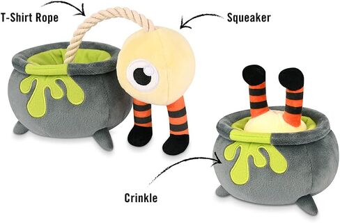 P.L.A.Y. Cute Plush Dog Toys - Howling Haunts Halloween Themed Durable Squeaker Chew Toy, Great for Puppies & Small, Medium, Large Dog - Machine Washable, Recycled Material (Barky's Bite Vampire Fang) in Kuwait